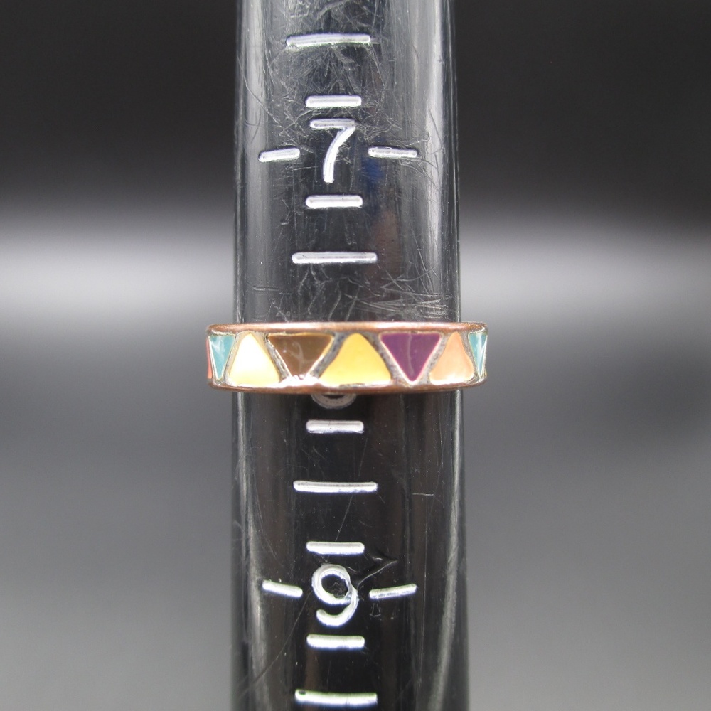 Size 8 Bronze Tone Handmade Colorful Painted Ring - Picture 4 of 4